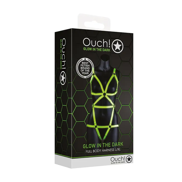 Fairvillacom Female Sex Toys Ouch GITD FullBody Harness NeonGrn LXL