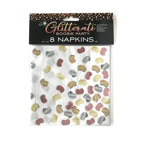Fairvillacom Male Sex Toys Glitterati Boobie Party Napkins Pack of 8