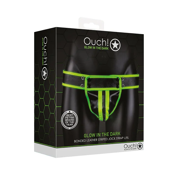 Fairvillacom Ouch GITD StripedJockStrap NeonGrn LXL Couples