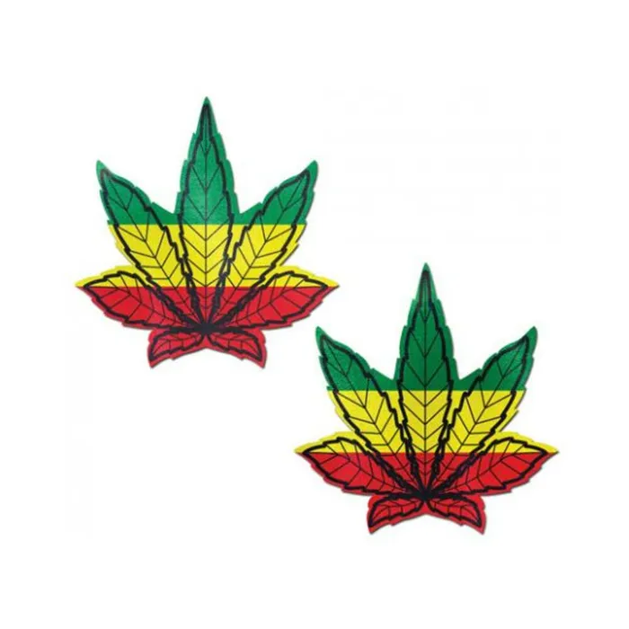 Fairvillacom Pastease Marijuana Leaf Rasta Weed Pasties OS Vibrators