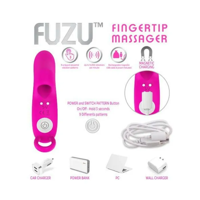 Fairvillacom Vibrators Fuzu Vibrating Rechargeable Fingertip Massager Pink