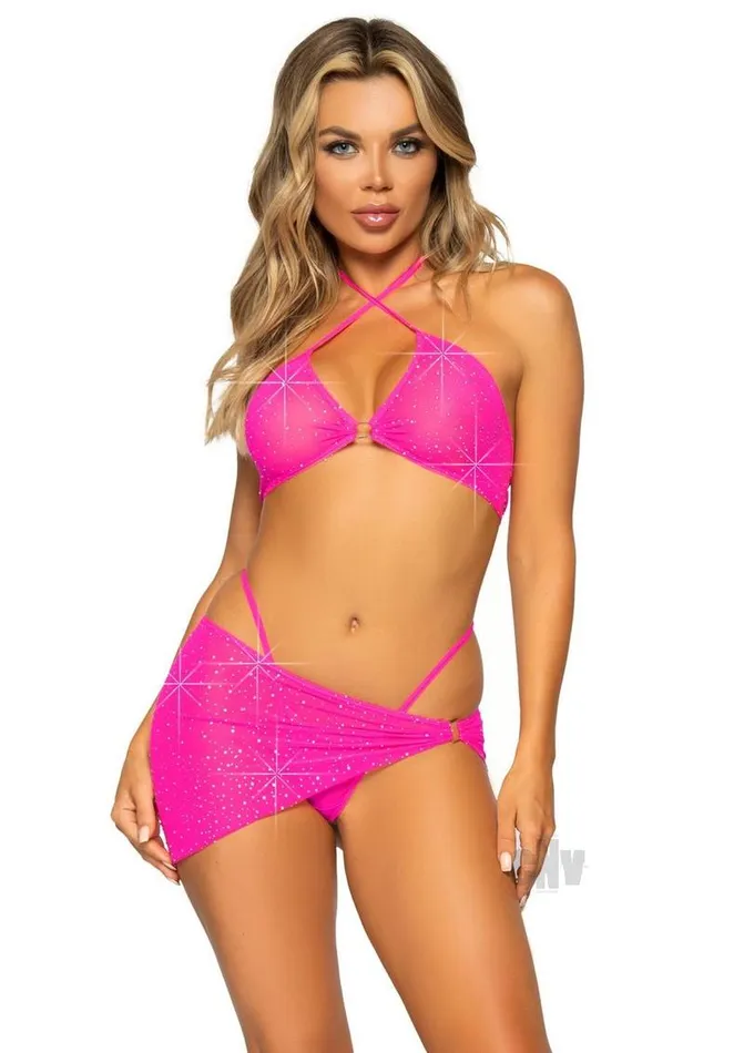 Fairvillacom Vibrators Rhinestone Bra Gstring Sarong 3pc Sm Pnk