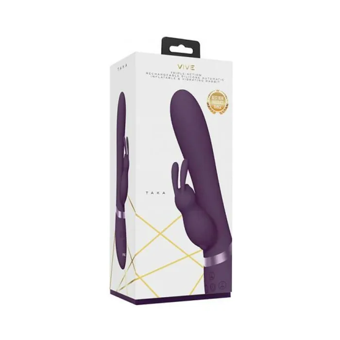 Fairvillacom Vibrators Vive Taka Rechargeable Autoinflatable Triplemotor Silicone Rabbit Purple