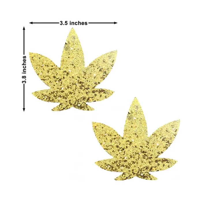 Female Sex Toys Fairvillacom Neva Nude Pasty Weed Leaf Glitter Sparkle Gold