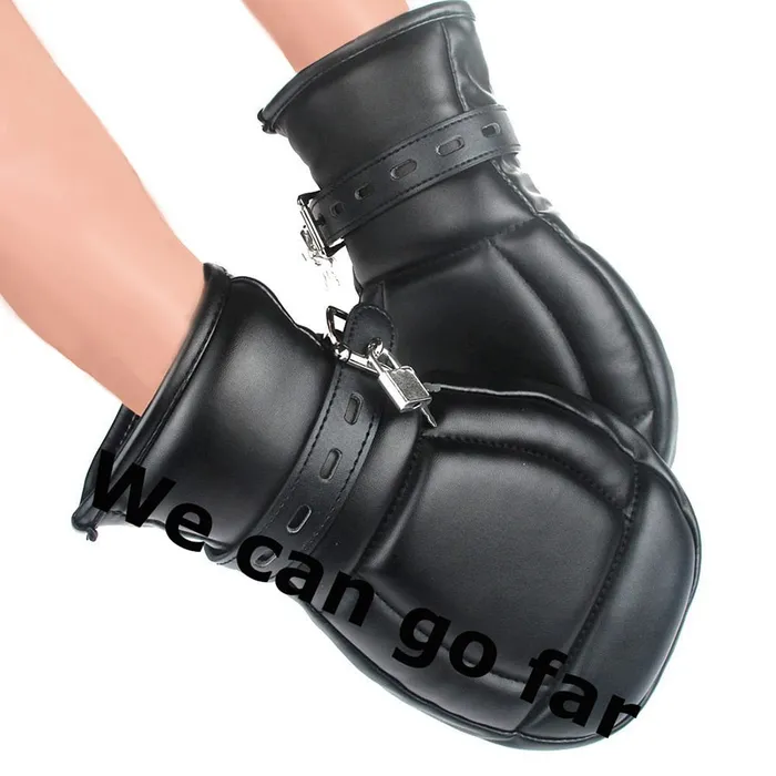 Gloves padded BLACK for BDSM restraint or Puppy play ShhhOb Anal