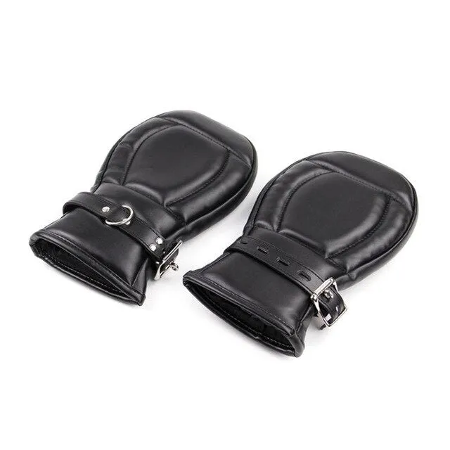 Gloves padded BLACK for BDSM restraint or Puppy play ShhhOb Anal