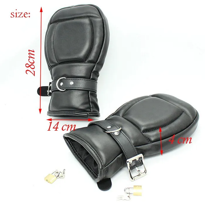 Gloves padded BLACK for BDSM restraint or Puppy play ShhhOb Anal
