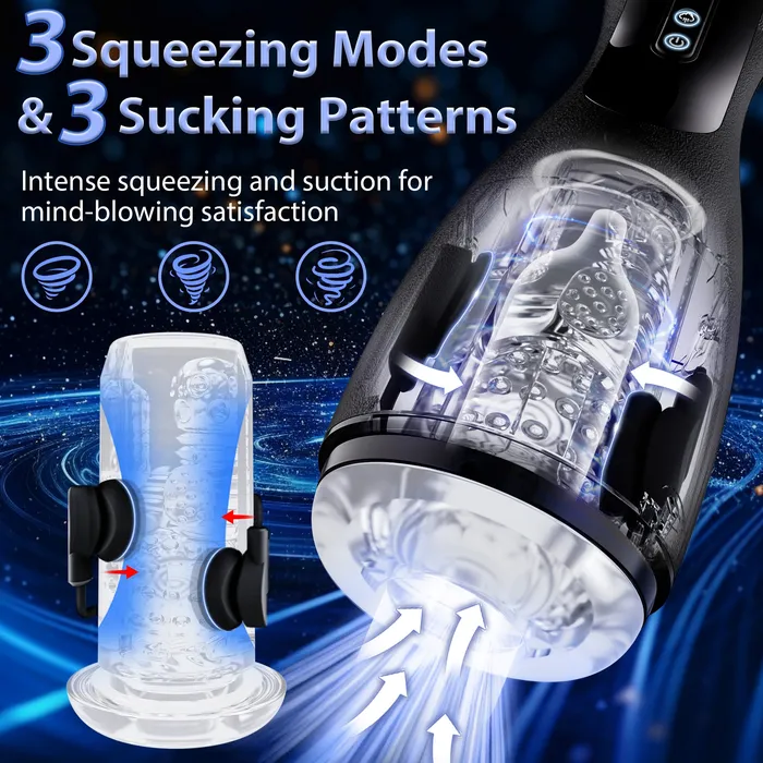 KERERO Male Sex Toy with 3 Squeezing Modes 3 Suctions 10 Vibrations KERERO Male Sex Toys
