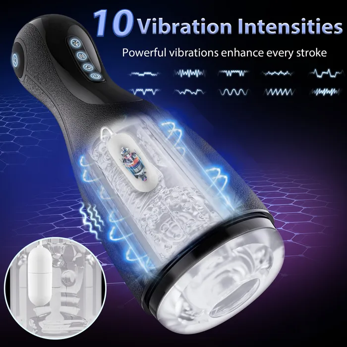 KERERO Male Sex Toy with 3 Squeezing Modes 3 Suctions 10 Vibrations KERERO Male Sex Toys