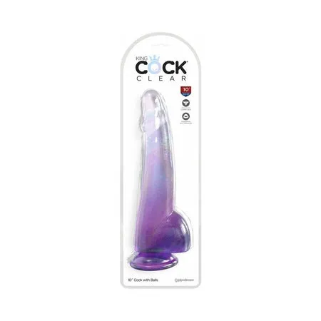 King Cock Clear 10 Cock wBalls Purple Fairvillacom Dildos