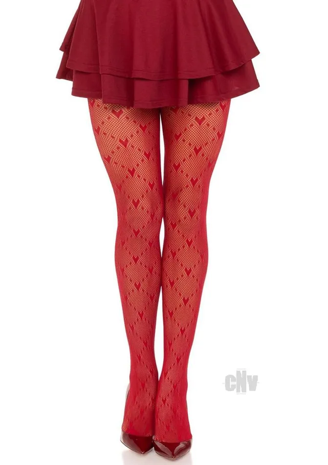 Love Struck Heart Net Tights Os Red Fairvillacom Vibrators