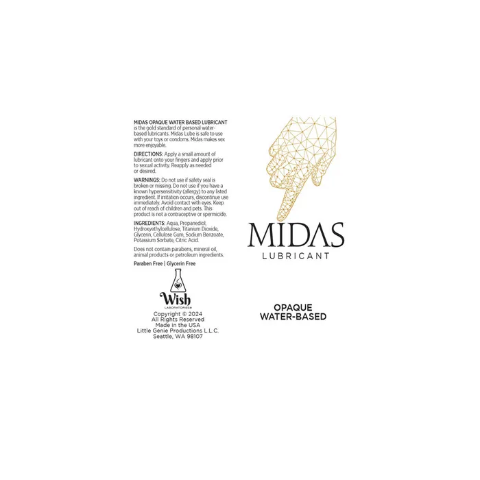 Lubricants ShhhWndsr Midas Opaque Water Based Lubricant 118 ml Lubricants ShhhWndsr Midas Opaque Water Based Lubricant 118 ml