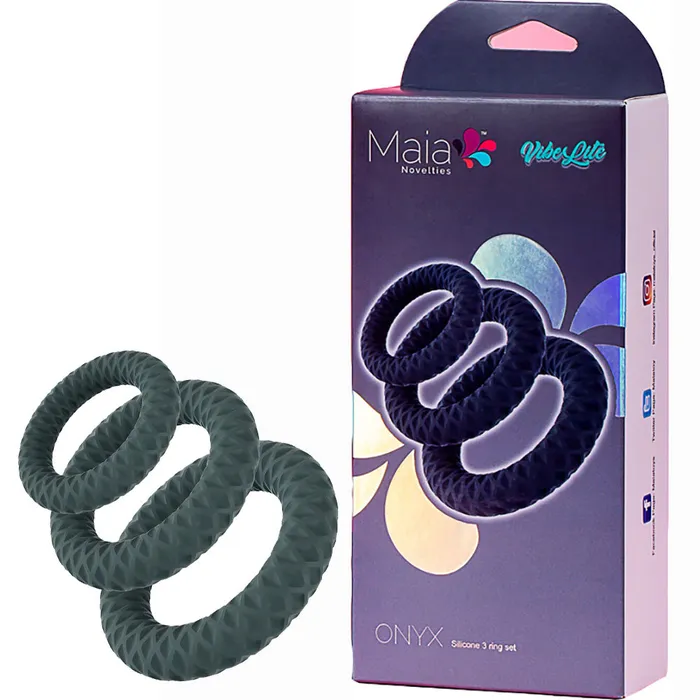 Maia ONYX 3pc Cock Rings Set Black ShhhWndsr Anal