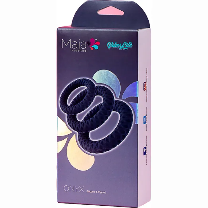 Maia ONYX 3pc Cock Rings Set Black ShhhWndsr Anal Maia ONYX 3pc Cock Rings Set Black ShhhWndsr Anal