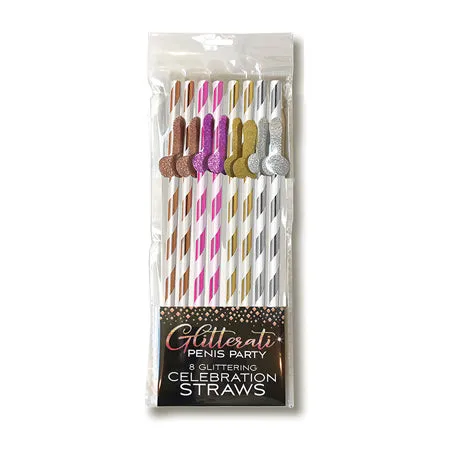 Male Sex Toys Fairvillacom Glitterati Tall Penis Party Straws Pack of 8
