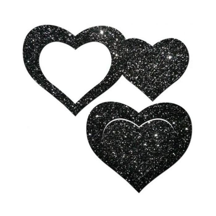 Pastease Glitter Peek A Boob Hearts Pasties Black Fairvillacom Anal