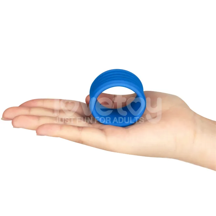 Pinnacle Pro Deep RibGrip Cock Ring Blue ShhhWndsr Male Sex Toys