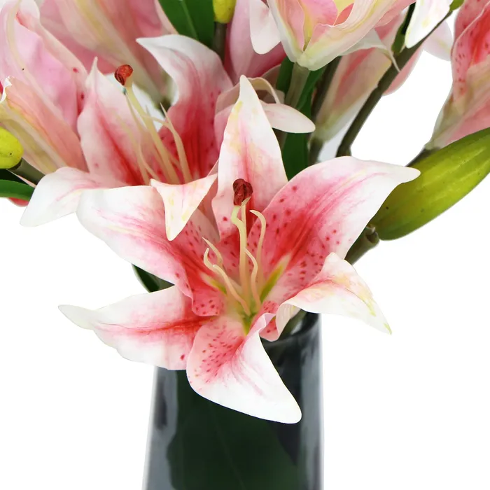 Premium Faux Pink Lily In Glass Vase Artificial Tiger Lily Arrangement ShhhSof Dildos