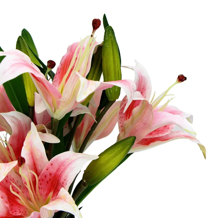 Premium Faux Pink Lily In Glass Vase Artificial Tiger Lily Arrangement ShhhSof Dildos