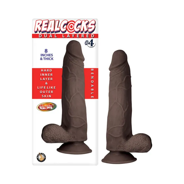 Realcocks Dual Layered 4 8in Dark Brown Fairvillacom Dildos