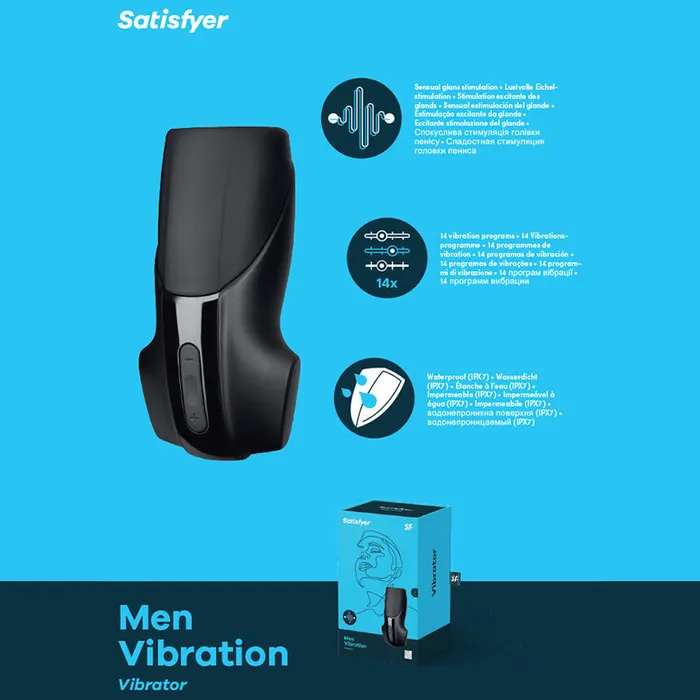 Satisfyer Men Vibration Masturbator Black ShhhWndsr Male Sex Toys