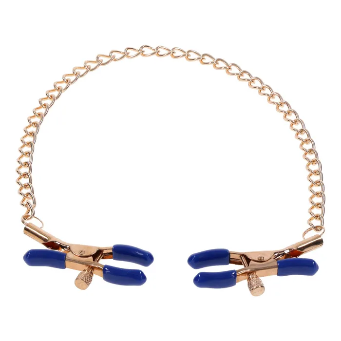 Sex Mischief Cougar Chained Nipple Clamps Gold Nipple Clamps with Cougar Chain ShhhWndsr Female Sex Toys