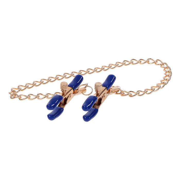 Sex Mischief Cougar Chained Nipple Clamps Gold Nipple Clamps with Cougar Chain ShhhWndsr Female Sex Toys