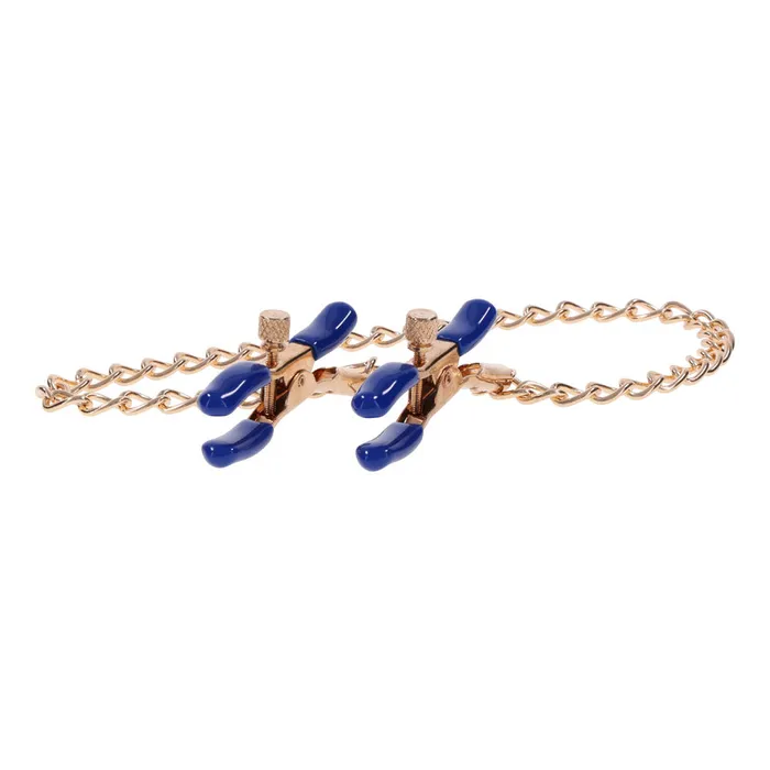 Sex Mischief Cougar Chained Nipple Clamps Gold Nipple Clamps with Cougar Chain ShhhWndsr Female Sex Toys