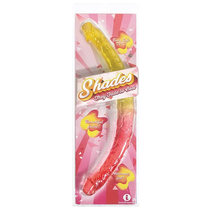 Shades Jelly TPR Gradient Double Dong PinkYellow Fairvillacom Dildos