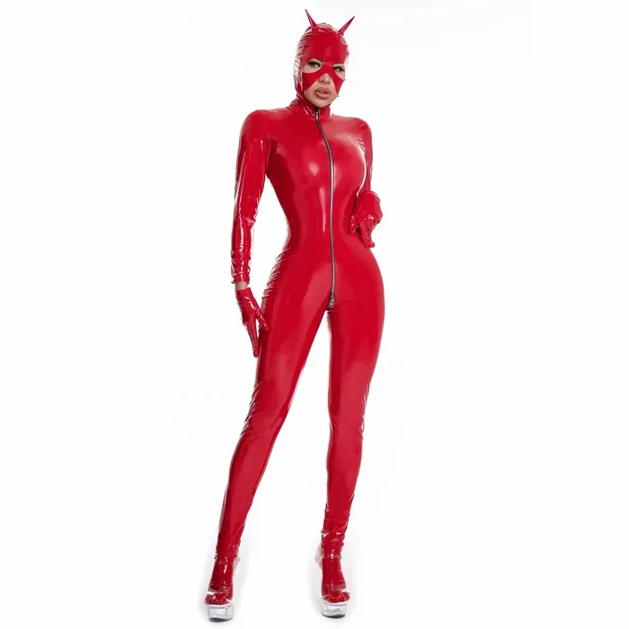 ShhhAE Anal Womens Sexy Catsuit Set with Mask RED