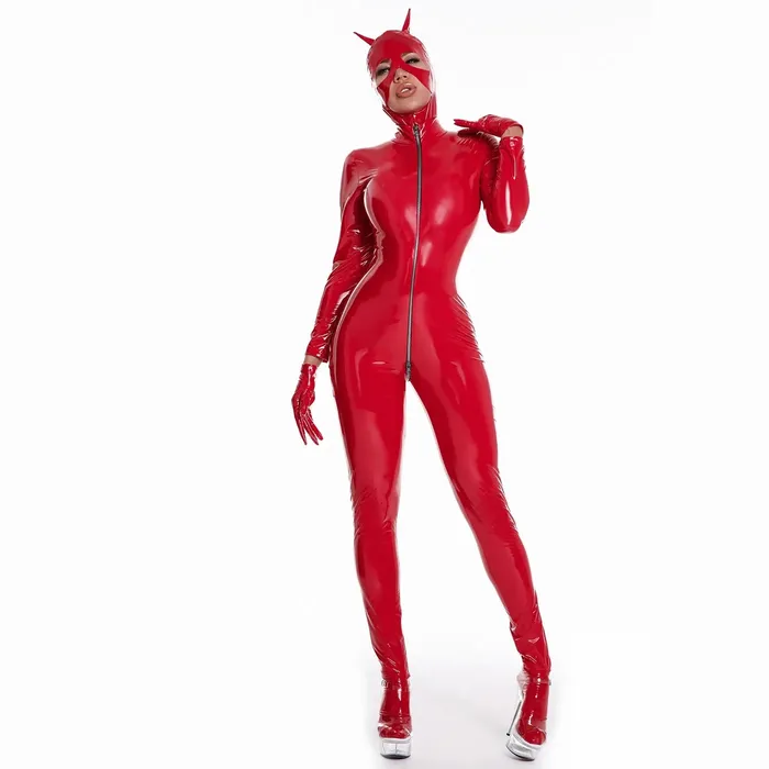 ShhhAE Anal Womens Sexy Catsuit Set with Mask RED