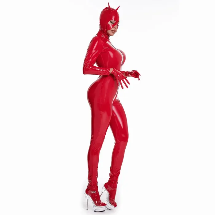 ShhhAE Anal Womens Sexy Catsuit Set with Mask RED