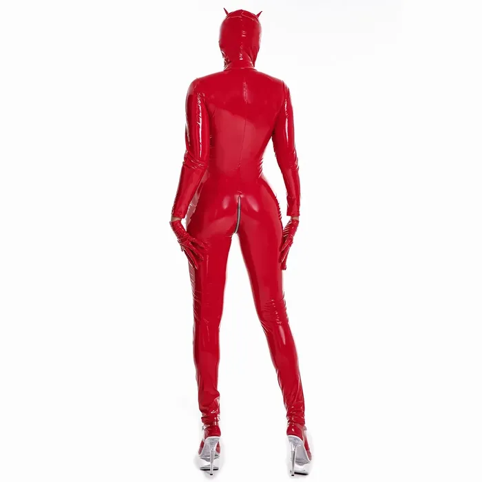 ShhhAE Anal Womens Sexy Catsuit Set with Mask RED