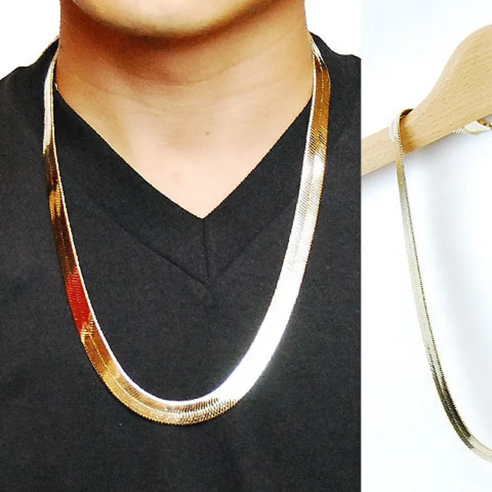 Shhhep Vibrators Necklace golden snake chain 1cm flat snake bone link