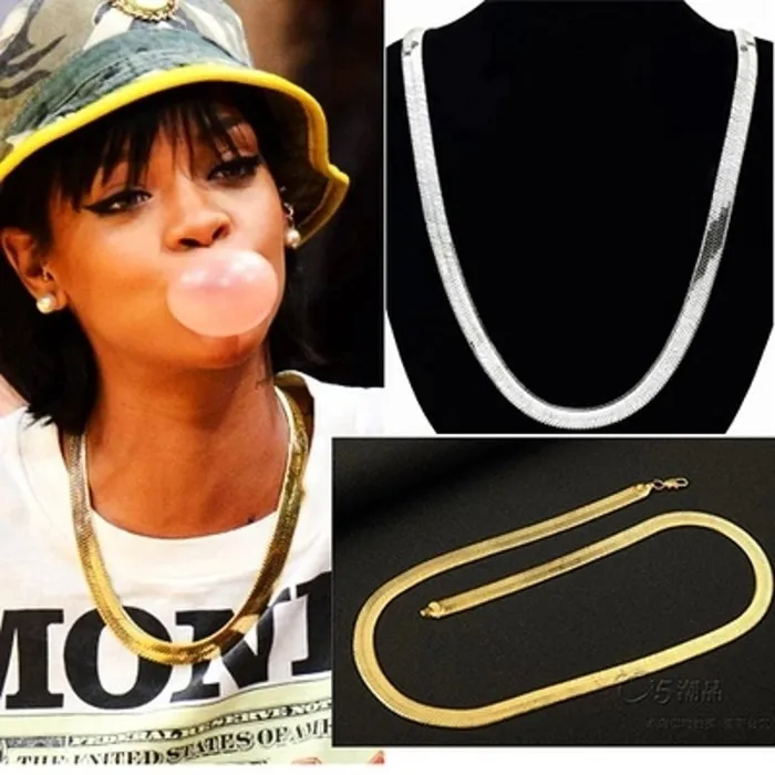 Shhhep Vibrators Necklace golden snake chain 1cm flat snake bone link