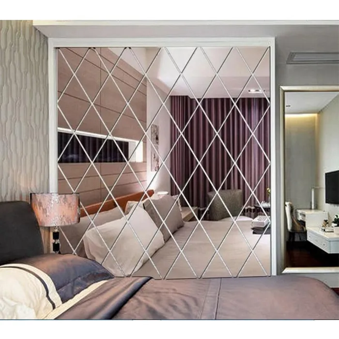 ShhhOb Enhancers Mirror wall tile pack self adhesive Diamond design