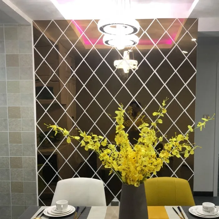 ShhhOb Enhancers Mirror wall tile pack self adhesive Diamond design
