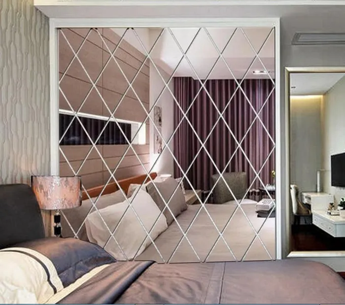 ShhhOb Enhancers Mirror wall tile pack self adhesive Diamond design