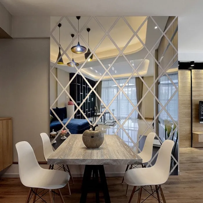 ShhhOb Enhancers Mirror wall tile pack self adhesive Diamond design