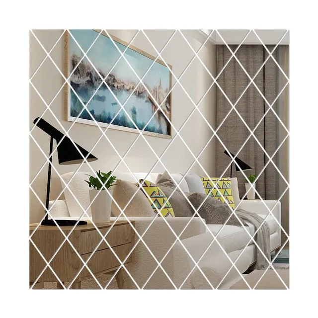 ShhhOb Enhancers Mirror wall tile pack self adhesive Diamond design