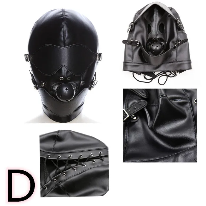 ShhhOb Restraints PU Leather Hood for BDSM Style D