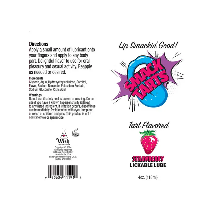 ShhhWndsr Lubricants Smack Tarts Sour Strawberry Flavoured Lubricant 120 ml Tube