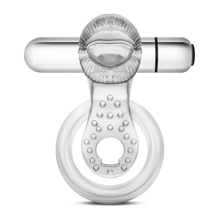 ShhhWndsr Male Sex Toys Stay Hard 10Function Vibrating Tongue Cock Ball Ring Clear