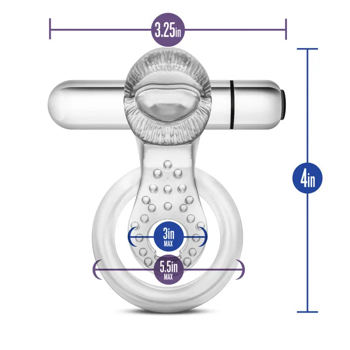 ShhhWndsr Male Sex Toys Stay Hard 10Function Vibrating Tongue Cock Ball Ring Clear