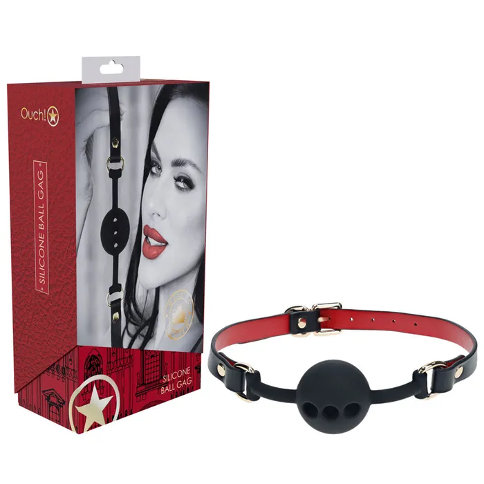 ShhhWndsr OUCH Milan Collection Silicone Ball Gag Black Anal