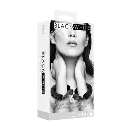 Shots Ouch Black White Beginners Furry Hand Cuffs Black Fairvillacom Anal