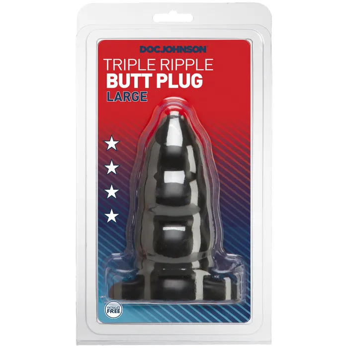 Triple Ripple Butt Plug Large Black No Brand Anal