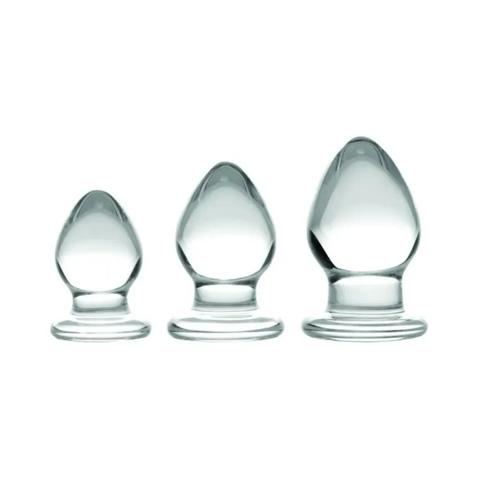 Triplets 3 Piece Glass Anal Plug Kit Fairvillacom Male Sex Toys