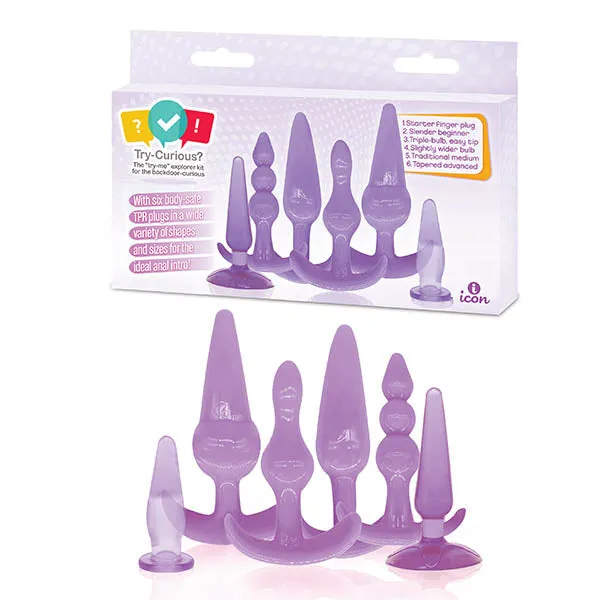 TryCurious Anal Plug Kit Purple Anal Kit Set of 6 ShhhWndsr Anal