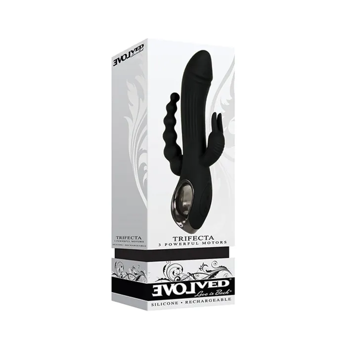 Vibrators Evolved Trifecta Triple Stim Rechargeable Black Fairvillacom